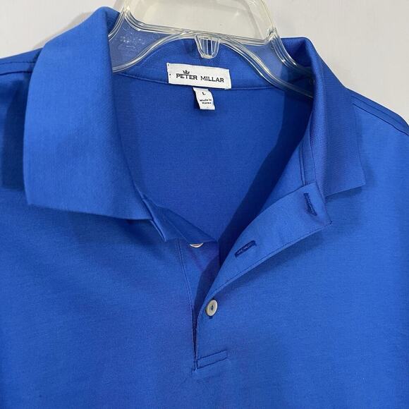 Peter Millar Polo Shirt Large Blue Golf Top Casual Stretch Lightweight Cotton - Picture 3 of 7